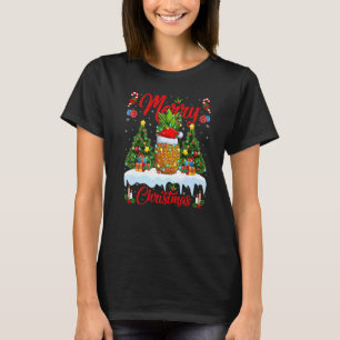 Camiseta Fruta de ananás Luzes de árvore do Xmas Papais noe