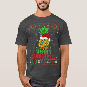 Camiseta Fruta de ananás Xmas Luzes de ananás febril Feliz