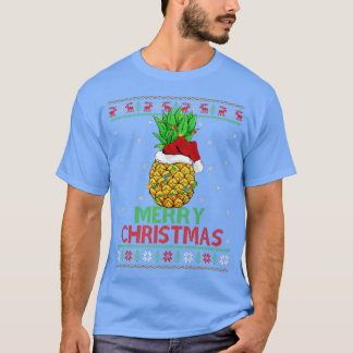 Camiseta Fruta de ananás Xmas Luzes de ananás febril Feliz 