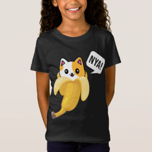 Camiseta Fruta de Banana Engraçada Nya Gato-Gato-Gato