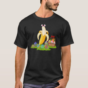 Camiseta Fruta De Banana Páscoa De Ovos Caça A Coelhinho De