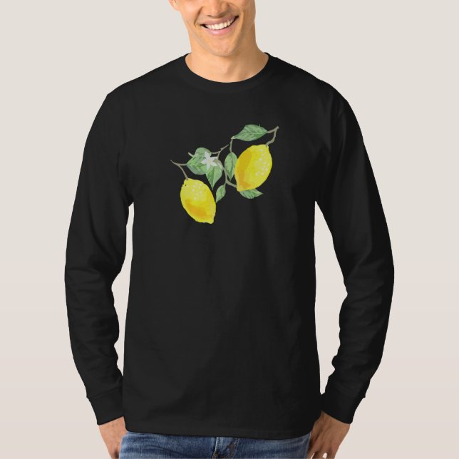 Camiseta Fruta De Citros De Limão Com Folhas Verdes (Frente)