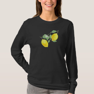 Camiseta Fruta De Citros De Limão Com Folhas Verdes