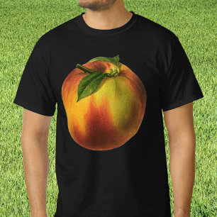 Camiseta Fruta de Comida, Pêssego Orgânico Elevado com Folh