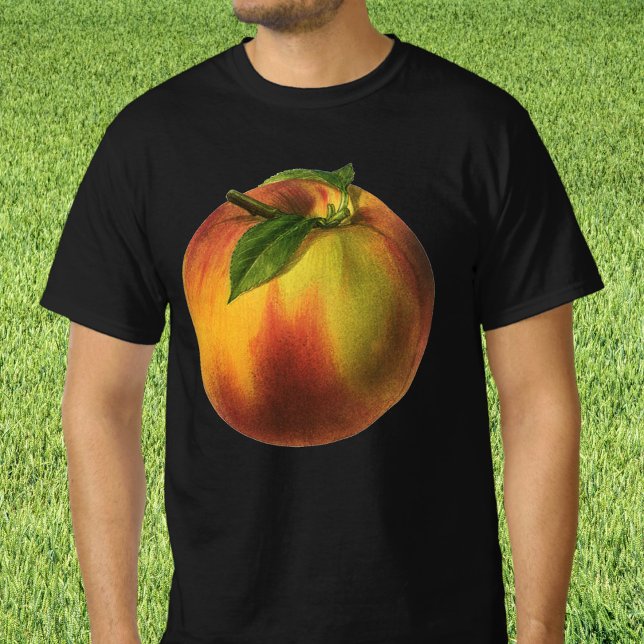Camiseta Fruta de Comida, Pêssego Orgânico Elevado com Folh (Criador carregado)