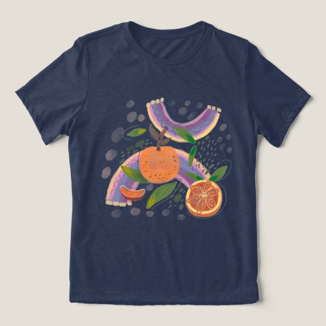 Camiseta fruta de laranja de verão geométrico (Design frontal)