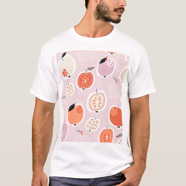 Camiseta Fruta de maçã, abstrato, padrão de verão (Frente)