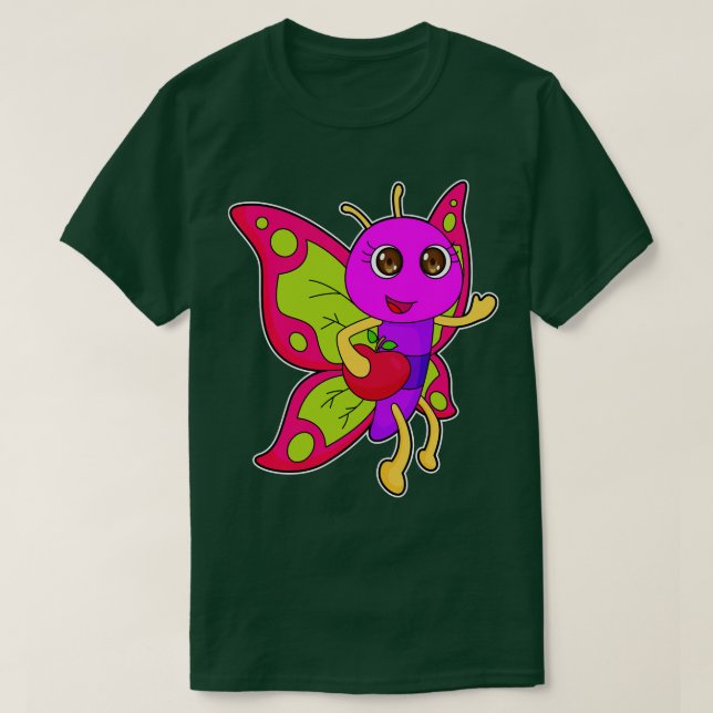 Camiseta Fruta de maçã borboleta (Frente do Design)