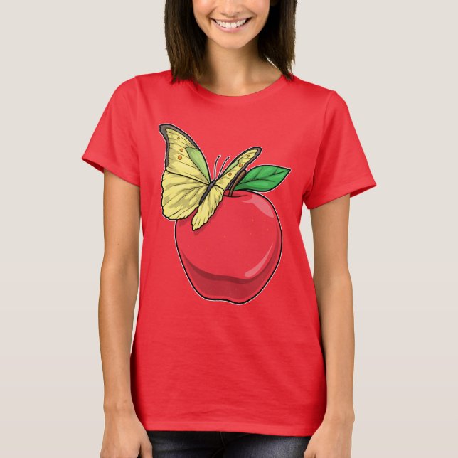 Camiseta Fruta de maçã borboleta (Frente)