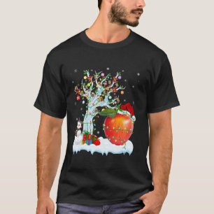 Camiseta Fruta de Maçã Iluminação Árvore Santa Hat Apple Ch
