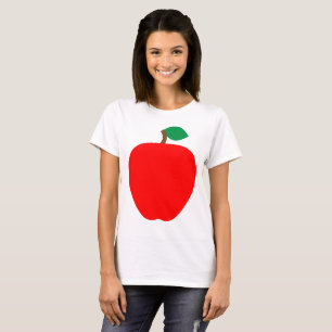 Camiseta Fruta de Maçã Vermelha Comida Verde Folha