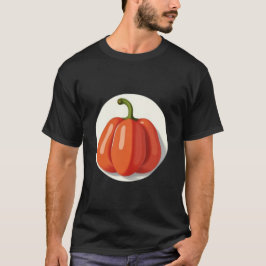 Camiseta Fruta de Paprika Laranja em um Fundo de Círculo Br