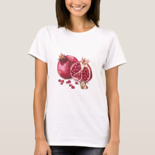 Camiseta Fruta de Romã de Aquarela e Borboleta