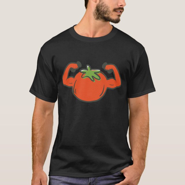 Camiseta Fruta de tomate Músculos elevadores de peso Gy (Frente)