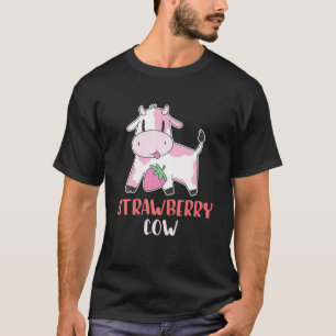 Camiseta Fruta De Verão De Vaca De Morango Rosa Para O Berr