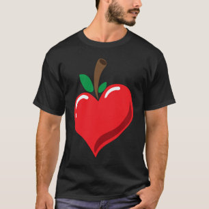 Camiseta Fruta Eu amo Maçã Coração Fruta Vegana Fruta