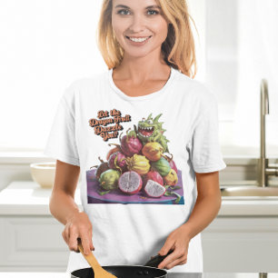 Camiseta Fruta Exótica Dragão Adorning Mesa de Madeira
