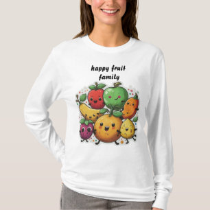 Camiseta fruta feliz dançando fruta branca