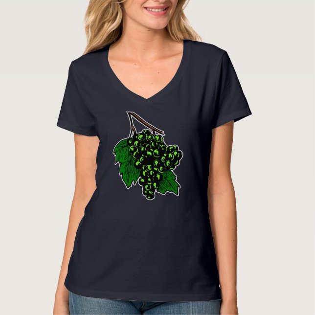 Camiseta Fruta Gráfica de Uvas Verdes Cluster de Uvas (Frente)