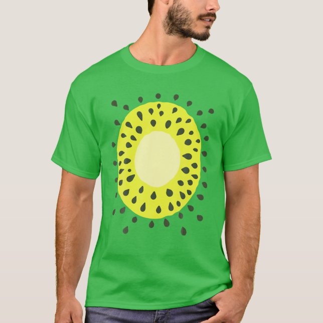 Camiseta Fruta Kiwi Figurume Vegan Halloween Figurino pregu (Frente)