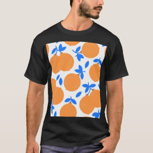 Camiseta Fruta Laranja: Padrão Infinito De Balança Azul.