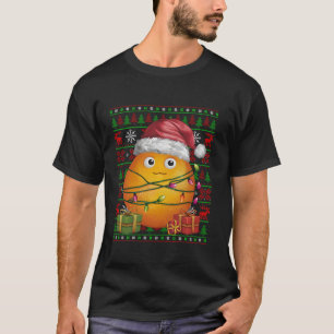 Camiseta Fruta Laranja Xmas Luzes Feias Santa Hat Laranja