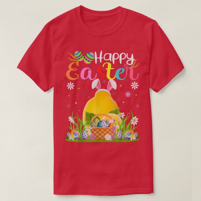 Camiseta Fruta Limão Coelhinho Ovo Caçando Lêmon Feliz Ea (Frente do Design)