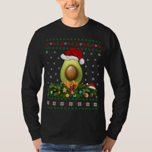 Camiseta Fruta Lover Xmas Santa Hat Feia Avocados