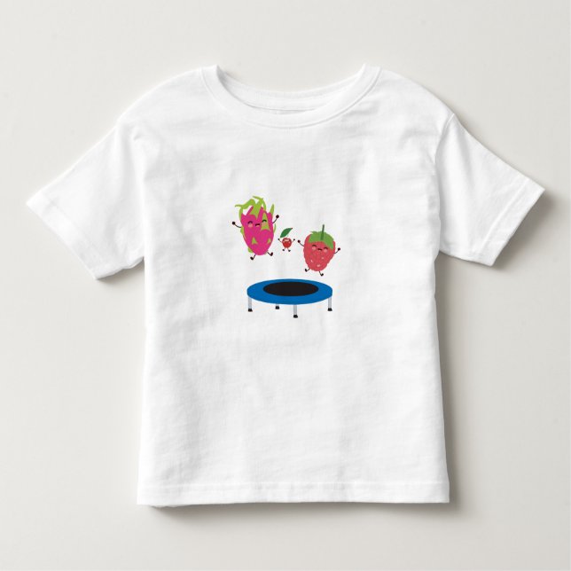 Camiseta Fruta Pulando Em Trampoline (Frente)