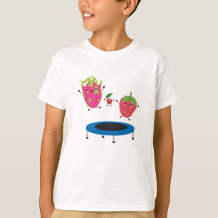 Camiseta Fruta Pulando Em Trampoline