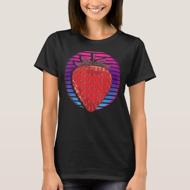 Camiseta Fruta Red Berry Synthwave Retro Vaporwave Strawber (Frente)