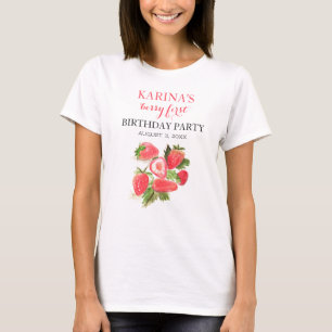 Camiseta Fruta Strawberry primeiro aniversario Summer