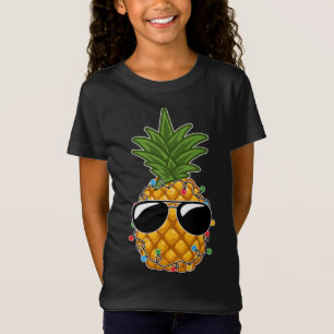 Camiseta Fruta Tropical Abacaxi Óculos De Sol Natal Em J
