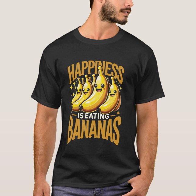 Camiseta Frutas De Banana Felicidade Comendo Bananas (Frente)