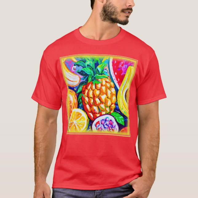 Camiseta Frutas De Banana Laranja De Ananás. Comprar Agora (Frente)