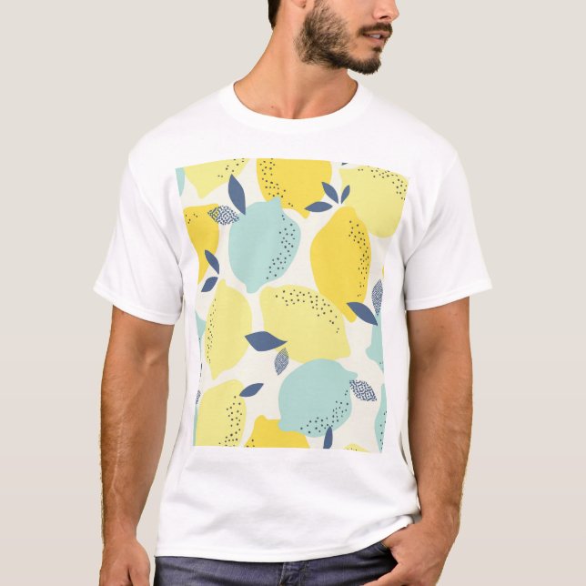 Camiseta Frutas de citros, padrão contínuo vibrante. (Frente)