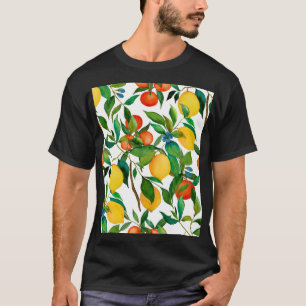 Camiseta Frutas de citros, padrão de aquarela vibrante.