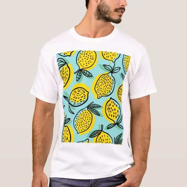 Camiseta Frutas de limão: padrão de colheita de verão. (Frente)