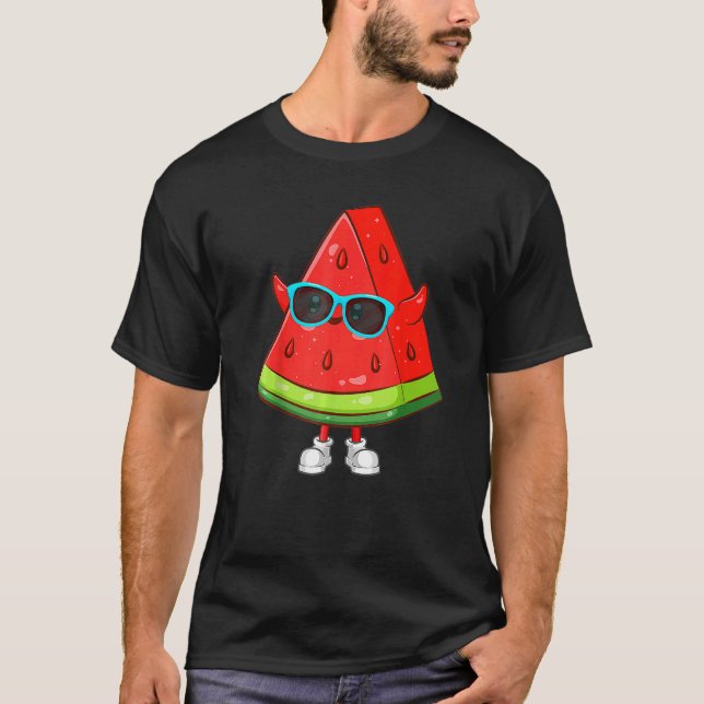 Camiseta Frutas De Melancia Cuta Para Masculinas Meninas Ve (Frente)
