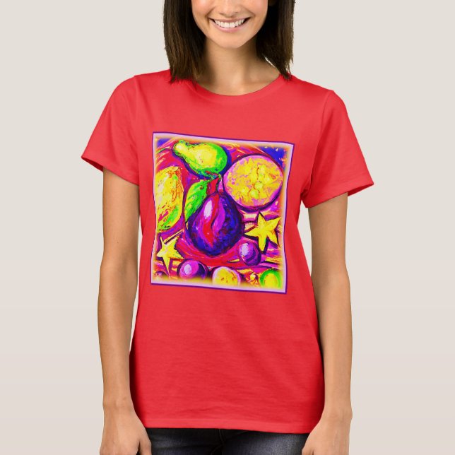 Camiseta Frutas e estrelas vibrantes. Comprar Agora (Frente)