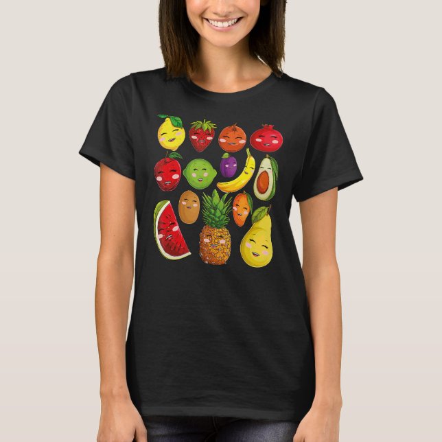 Camiseta Frutas e vegetais com colagem de frutas (Frente)
