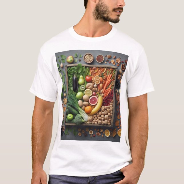 Camiseta "Frutas e vegetais com vitaminas saudáveis Desi (Frente)