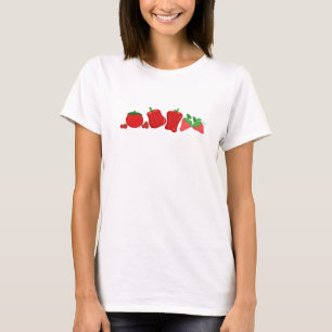Camiseta Frutas e vegetais no vermelho colorido