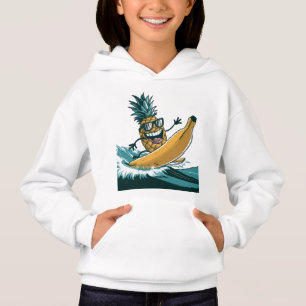 Camiseta frutas engraçadas; Anana Banana Surfboard Summer