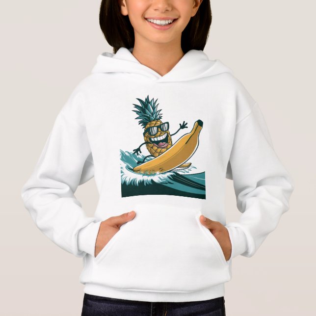 Camiseta frutas engraçadas; Anana Banana Surfboard Summer (Frente)