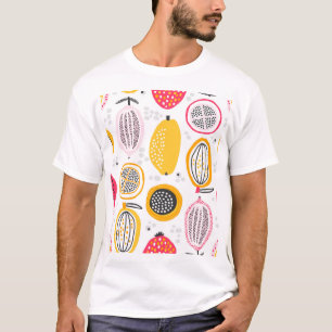 Camiseta Frutas Exóticas Desenhadas à Mão: Verão de Vintage