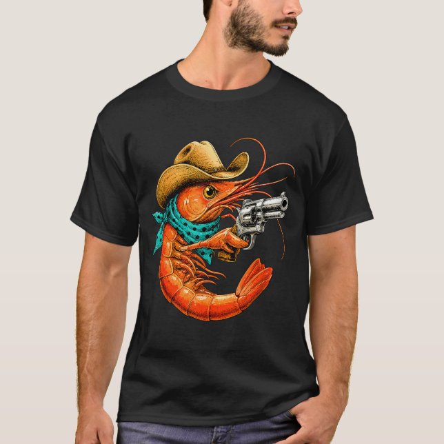 Camiseta Frutos do mar cômicos camarão cajun  (Frente)