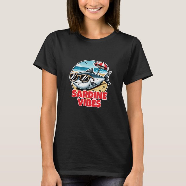 Camiseta Frutos do Mar de Kawaii: Sardos Cutos (Frente)