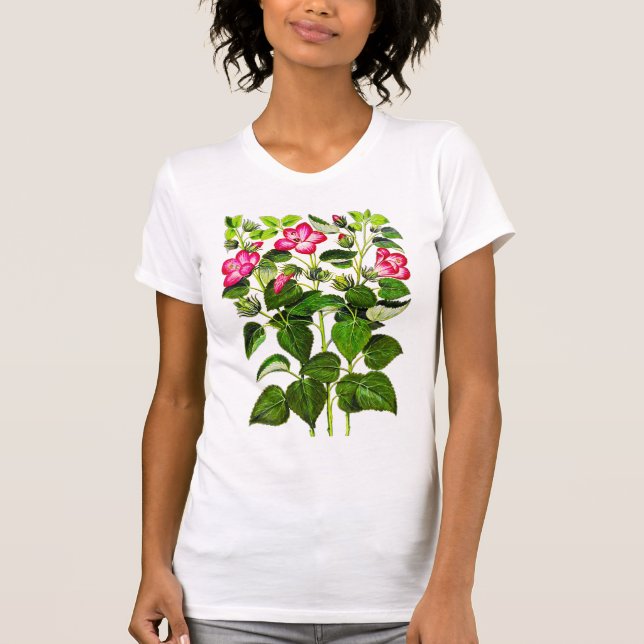 Camiseta Fuchsia Rosa Flores do Hibisco Italiano (Frente)