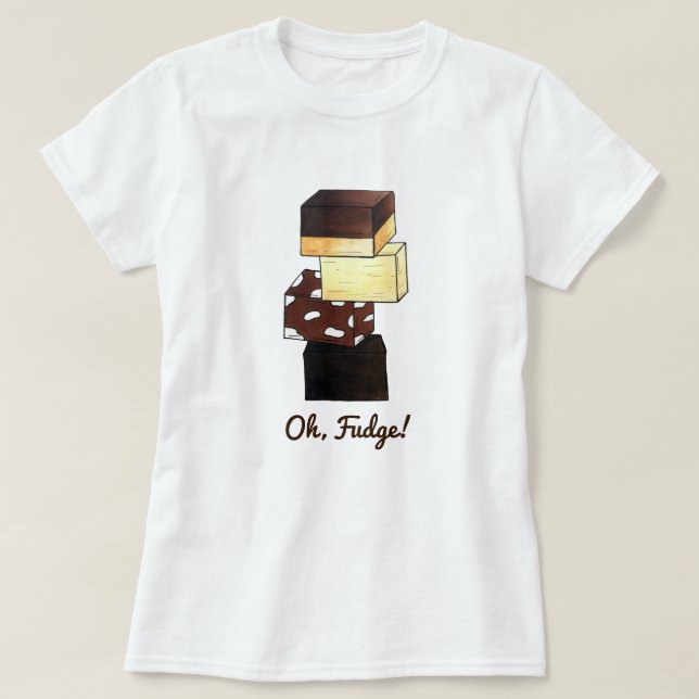 Camiseta Fudge! Confeitaria de doces Chocolónicos (Frente do Design)